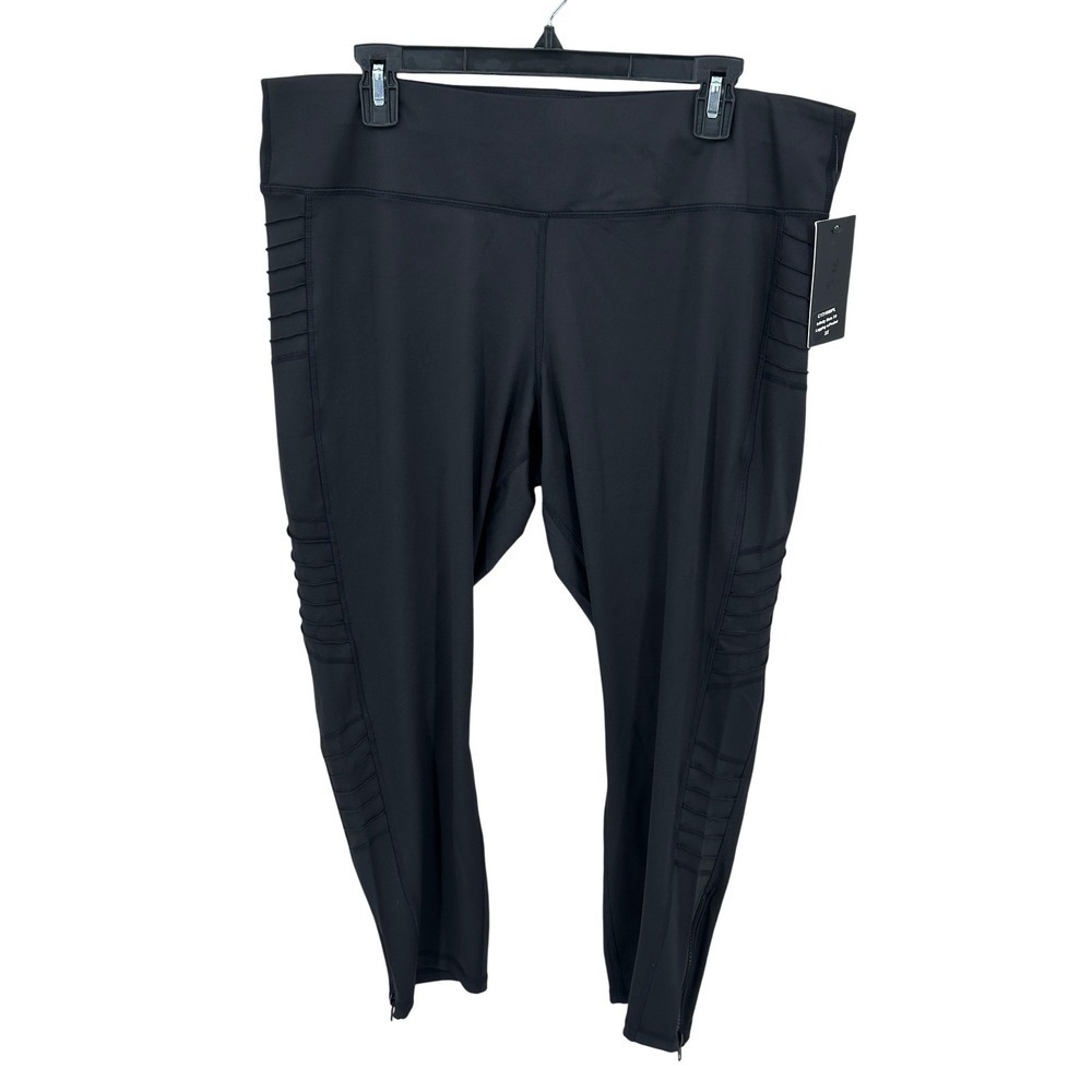 LegEnd Leggings Womens 3X Black Infinity Moto 7/8 High Waisted Pocket Activewear